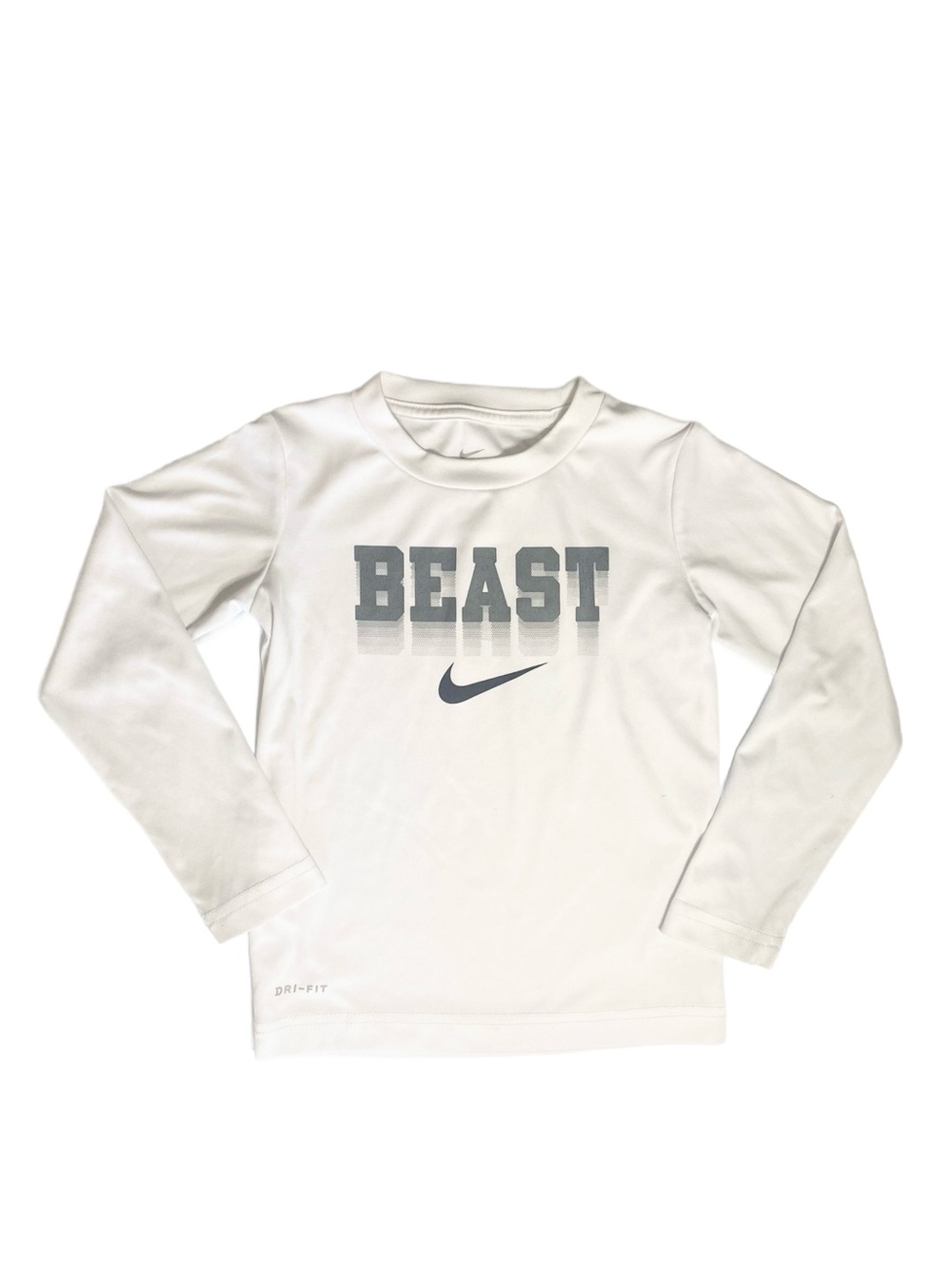 Nike White Long-Sleeve 'BEAST' Performance Tee Toddler Boy 3-4 years